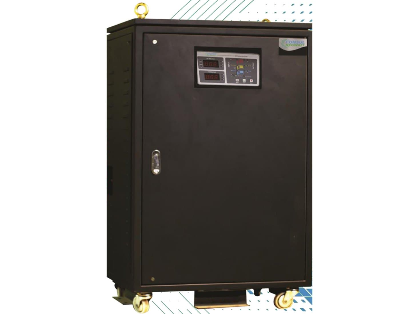Fuji Electric air-cooled servo controlled voltage stabilizer cabinet with digital front panel